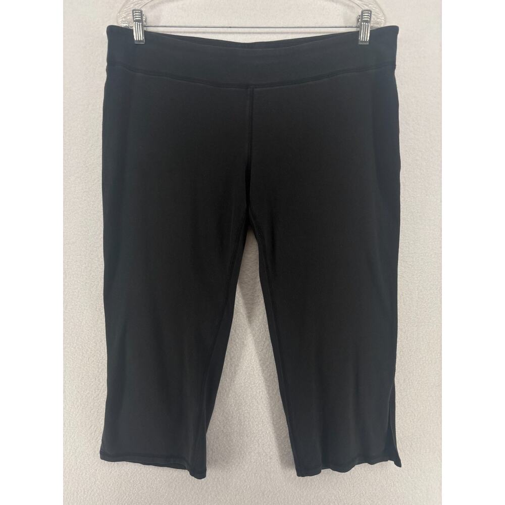 EILEEN FISHER Pants L Stretch Organic Cotton Capri Pull On Washed Black USA